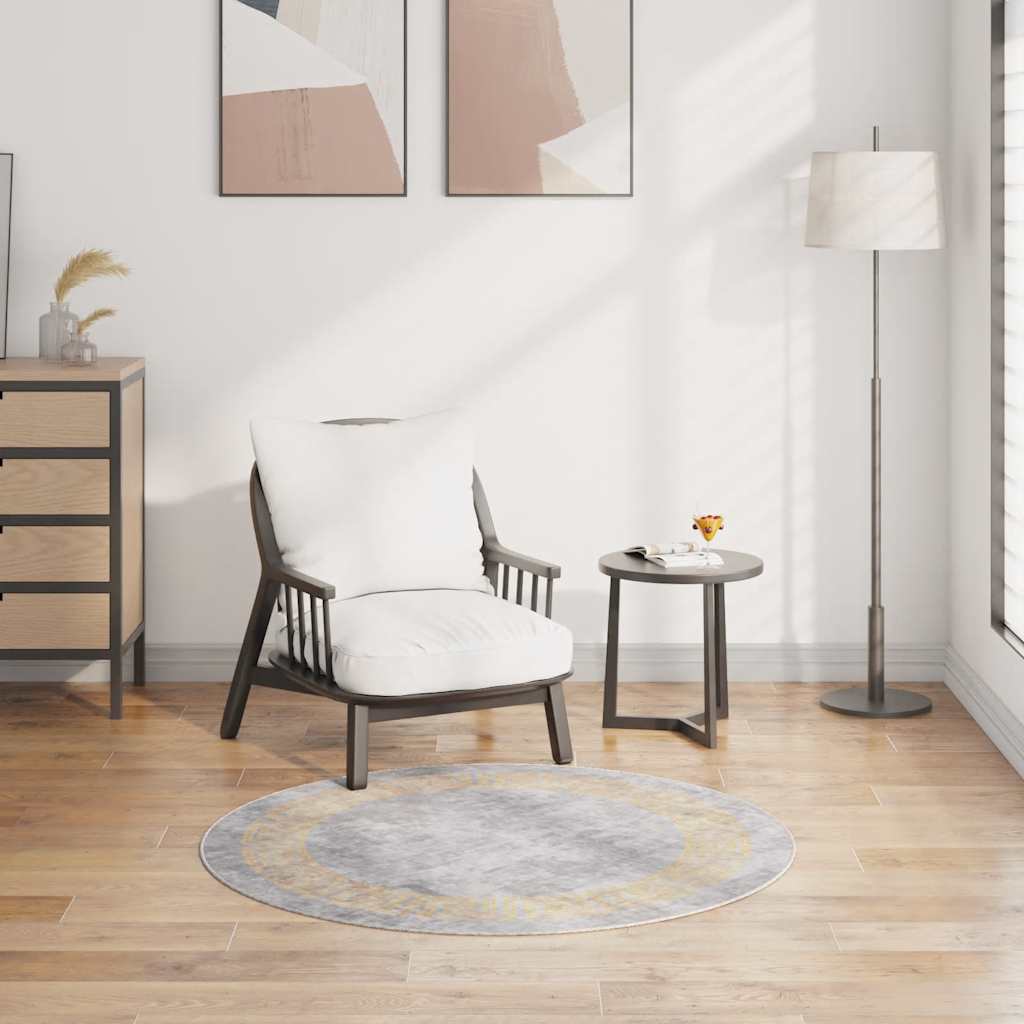 Vidaxl matta tvättbar anti-slip Ø120 cm grå