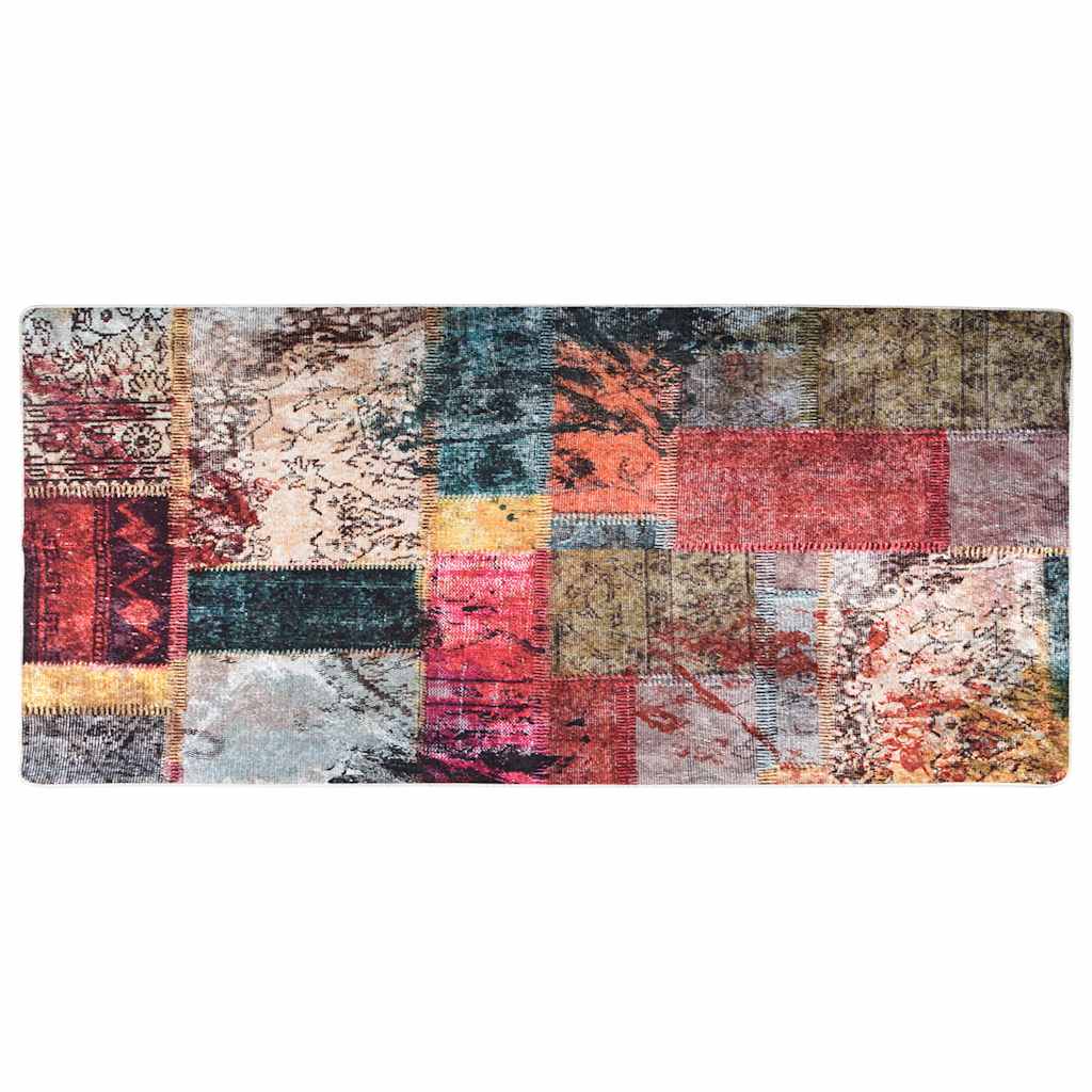 Vidaxl tæppe vaskbart anti-slip patchwork 80x300 cm flerfarvet