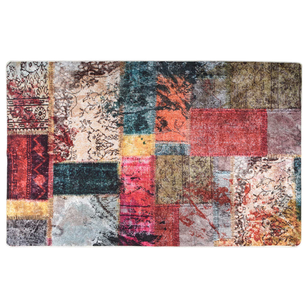 Vidaxl tæppe vaskbart anti-slip patchwork 160x230 cm flerfarvet