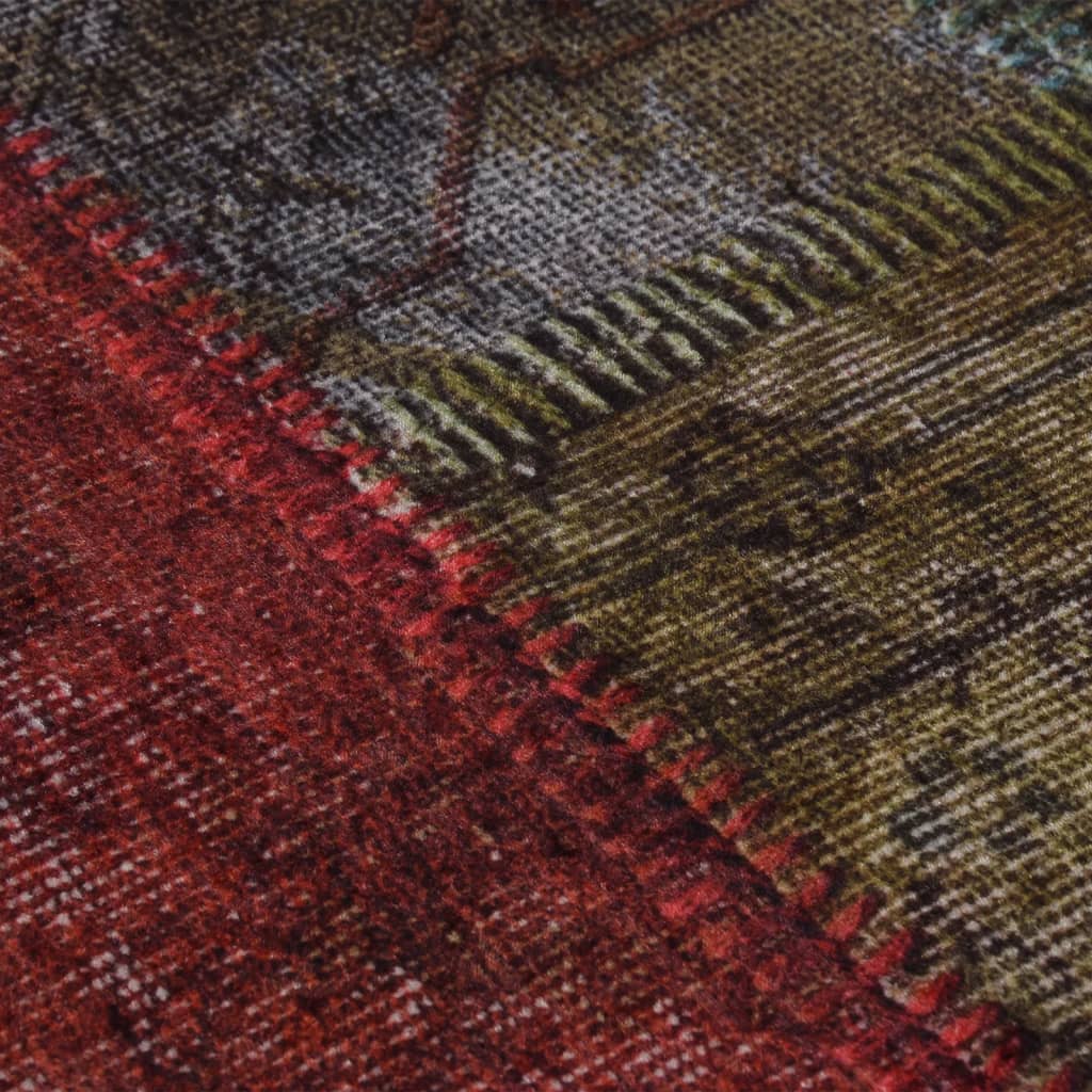 Vidaxl tæppe vaskbart anti-slip patchwork ø120 cm flerfarvet