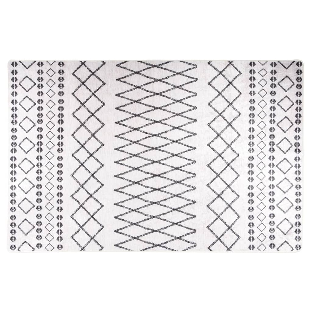 Vidaxl tæppe vaskbart anti-slip 160x230 cm sort og hvid