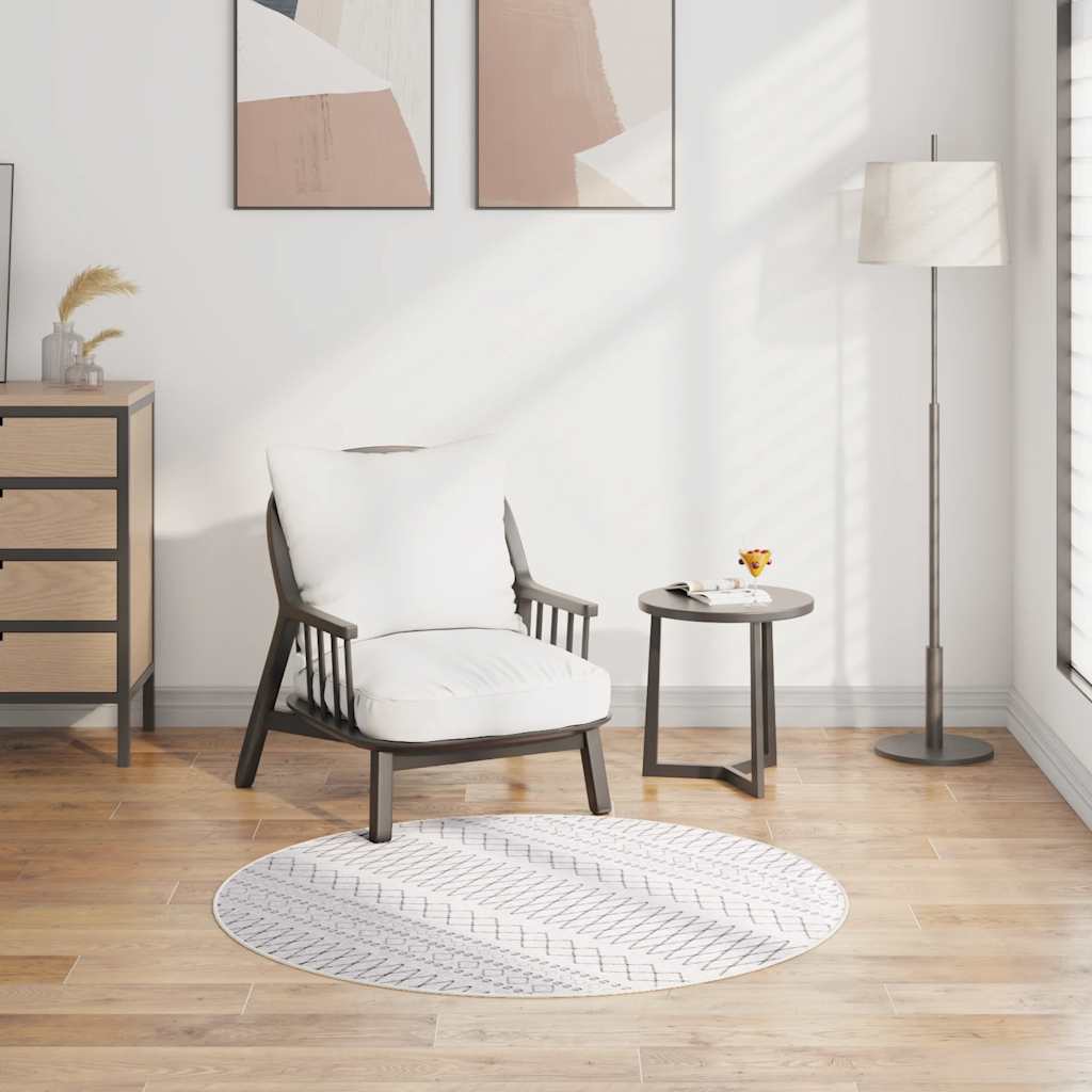 Vidaxl rug washable anti-slip Ø120 cm black and white