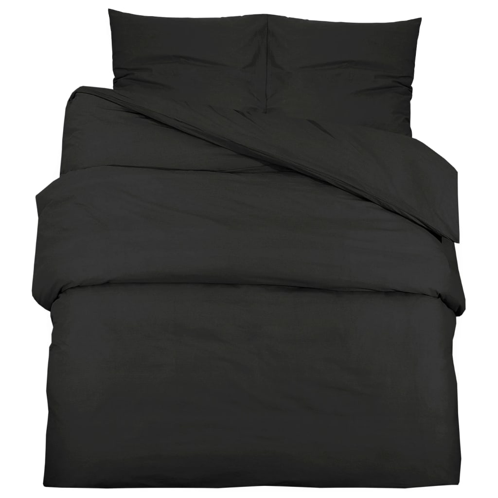 Vidaxl Duvet Overlay Set leggero microfibra 200x200 cm Nero