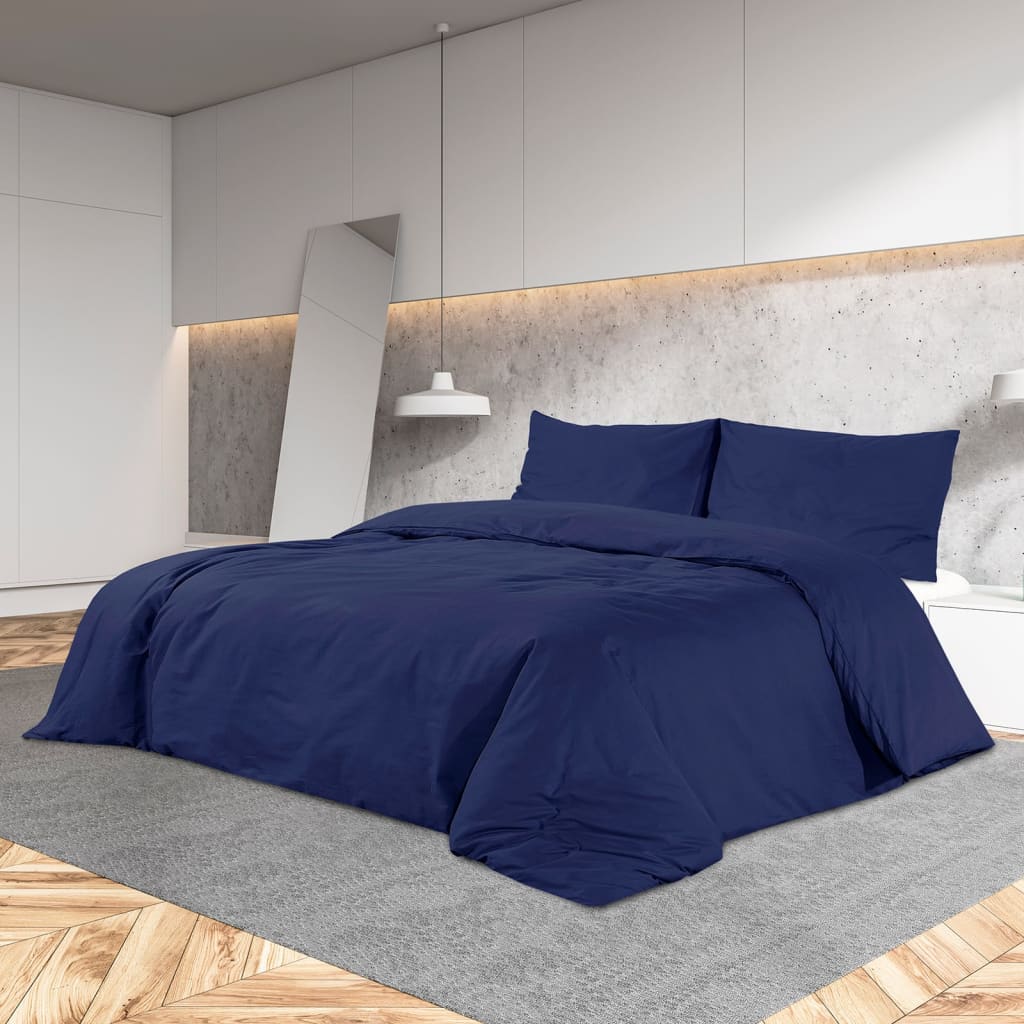 VidaXL Duvet crossing set 200x200 cm Microfiber navy blue
