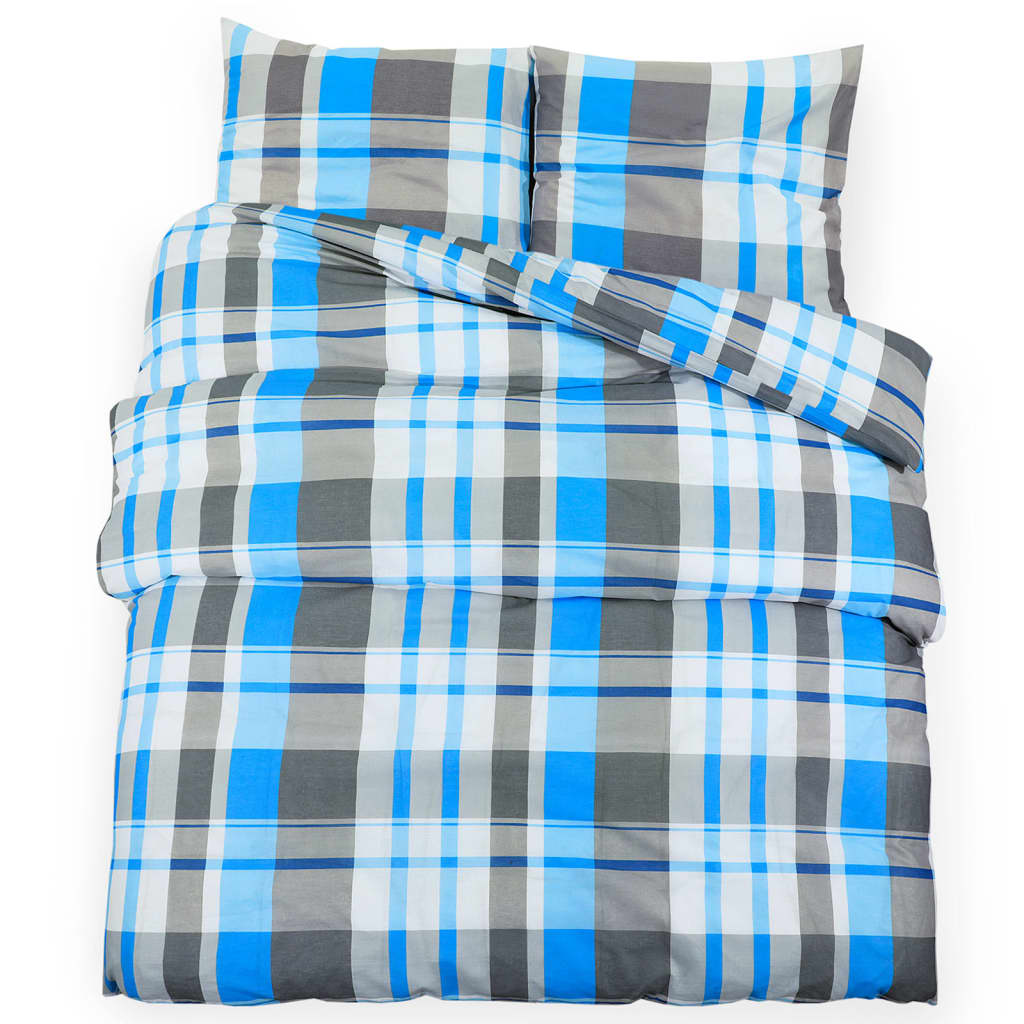 VidaXL duvet overray set 200x200 cm cotton blue and gray