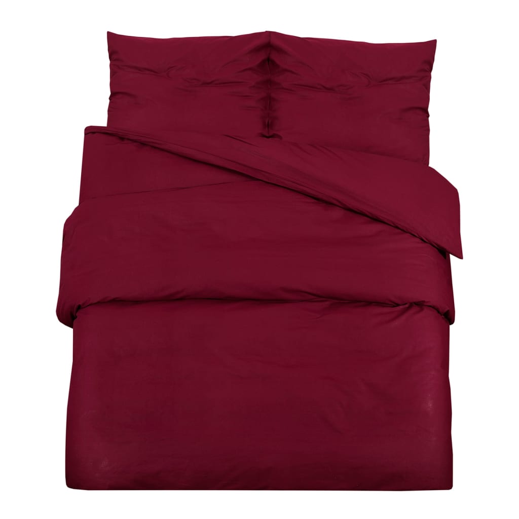 Set de superposición de Vidaxl Duvet 200x200 cm de algodón Borgoña Rojo