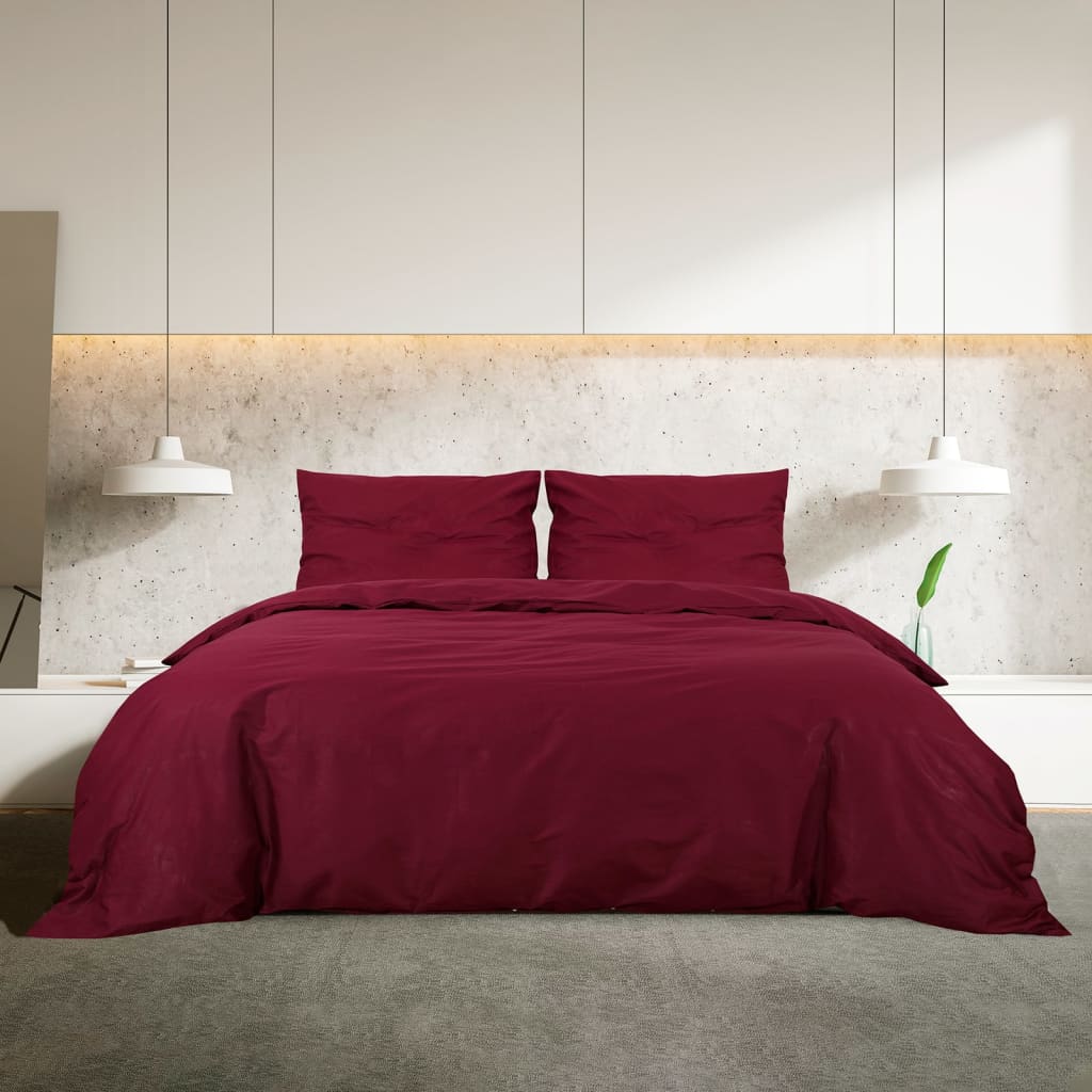 Set de superposición de Vidaxl Duvet 200x200 cm de algodón Borgoña Rojo