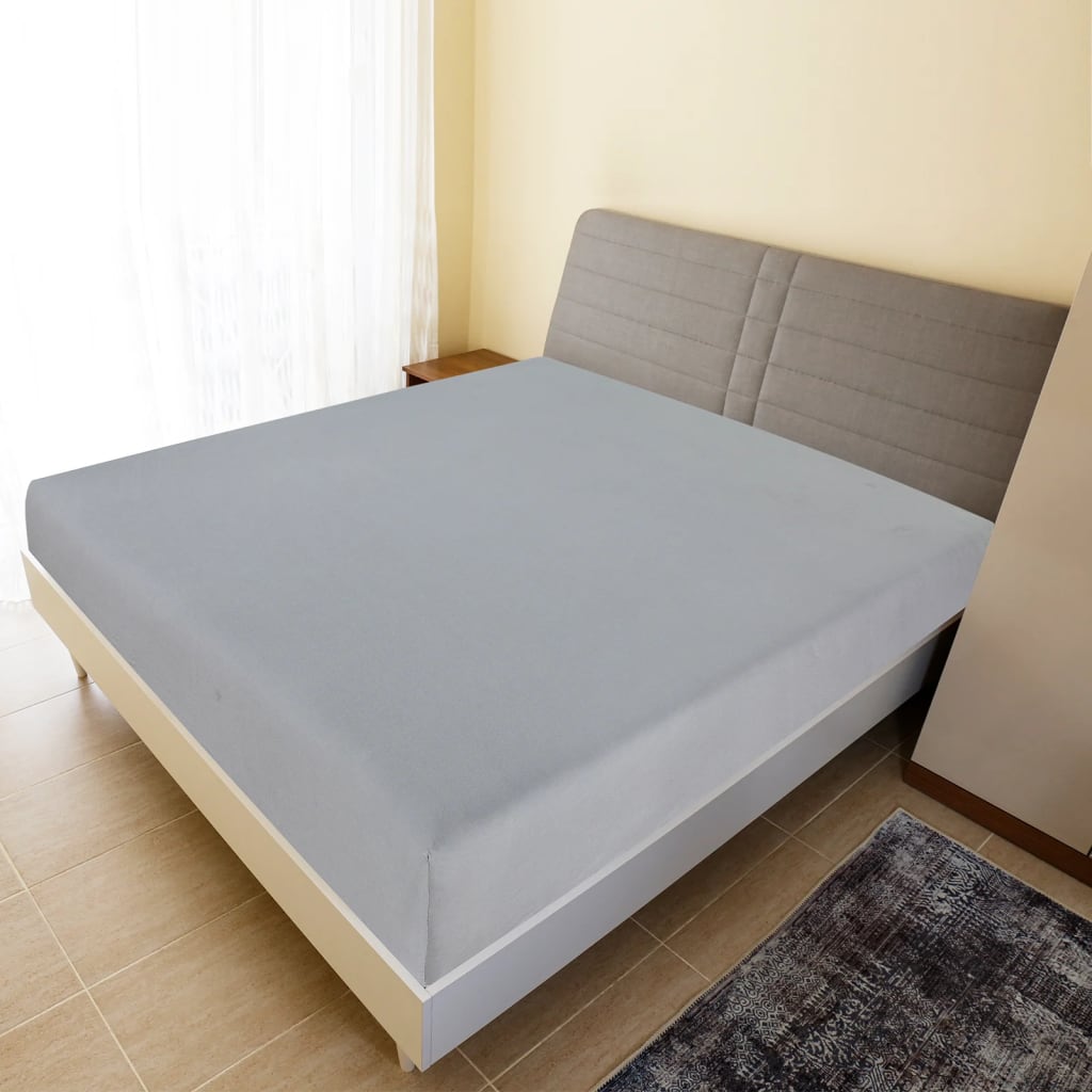Vidaxl Doponowane arkusze 2 St Jersey 90x200 cm bawełniane szary