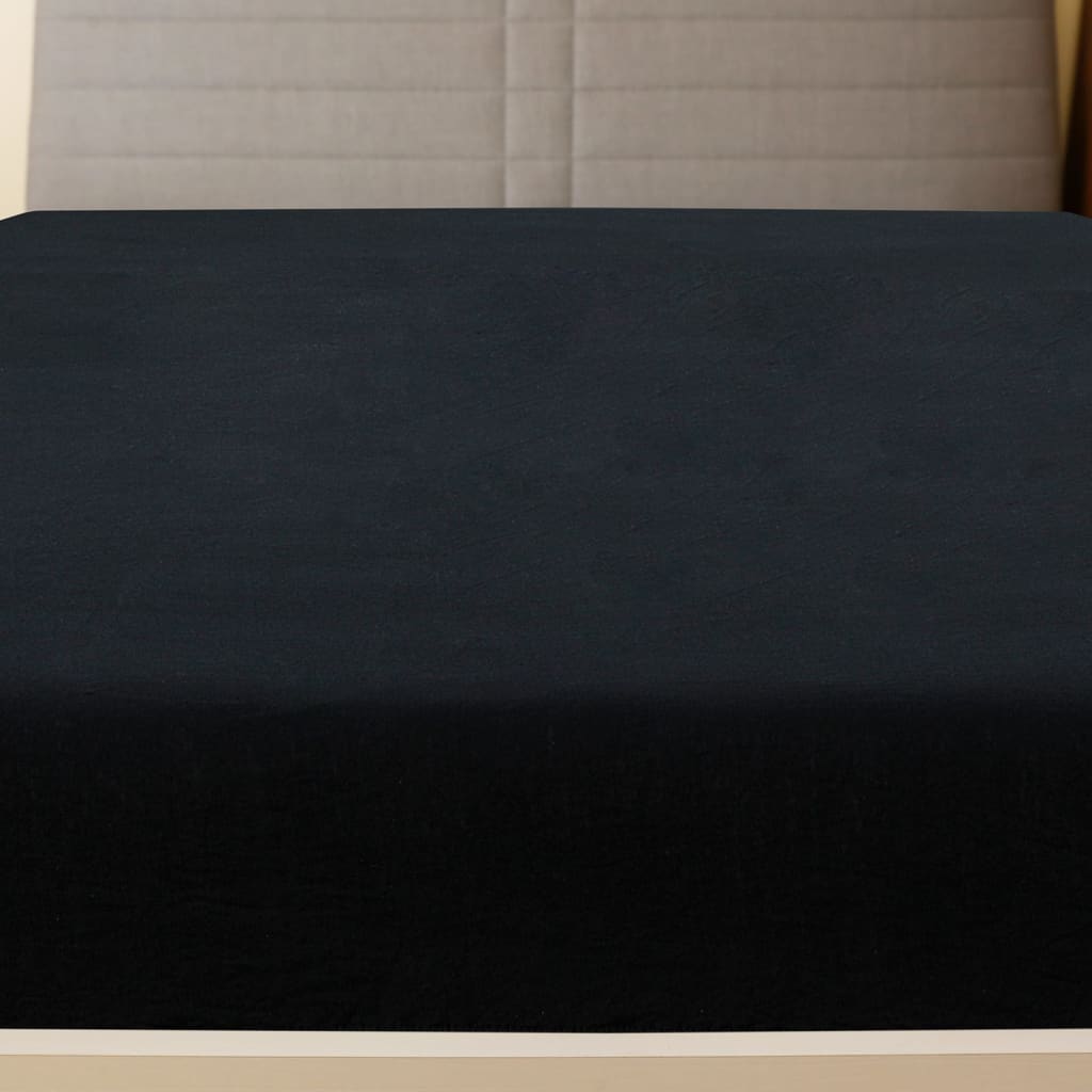 Vidaxl Fichet Folt Jersey 160x200 cm Coton noir