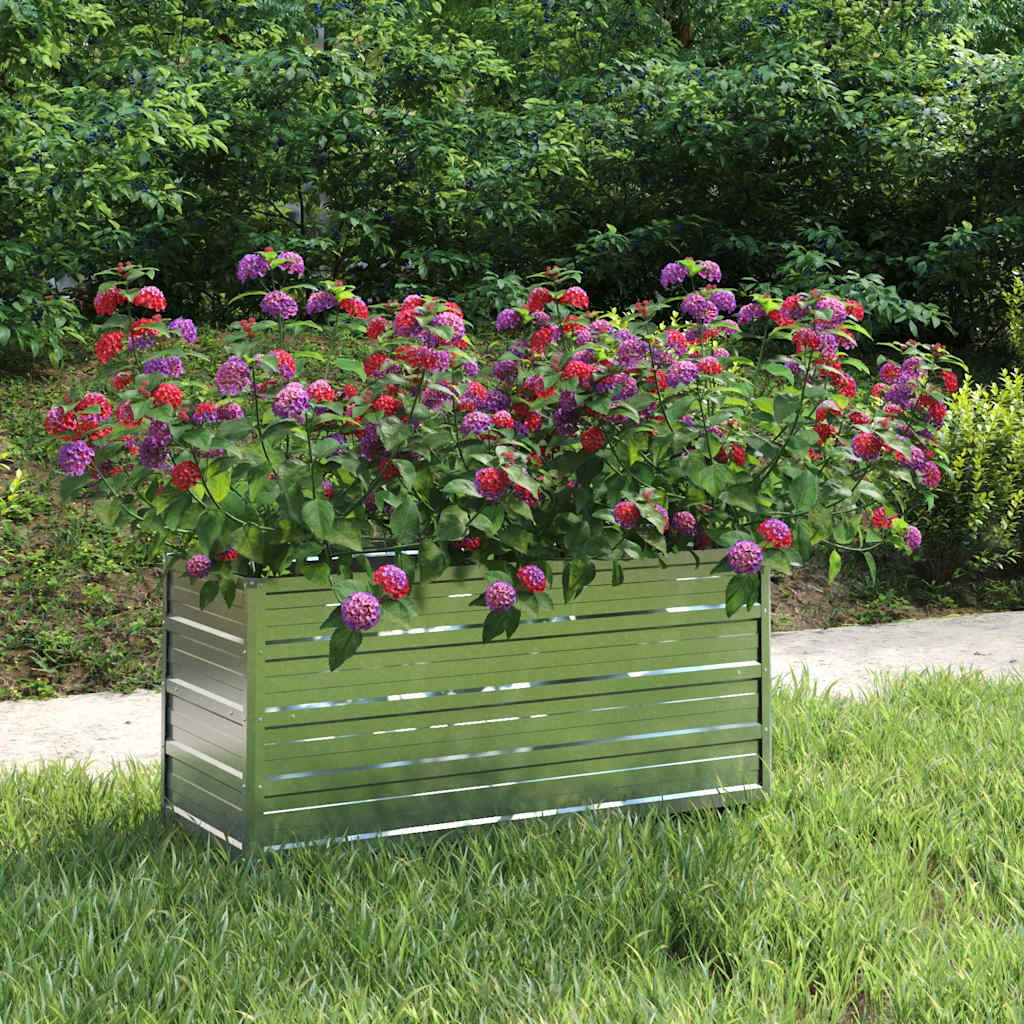 Vidaxl Planter huet 100x40x45 cm galvaniséiert Stol Sëlwer