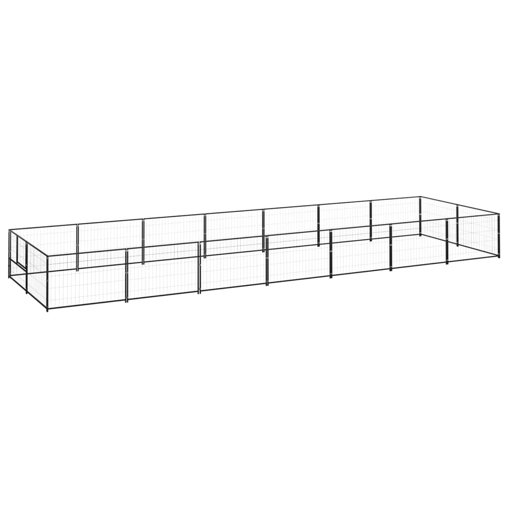 Vidaxl perrina de perros 14 m² de acero negro