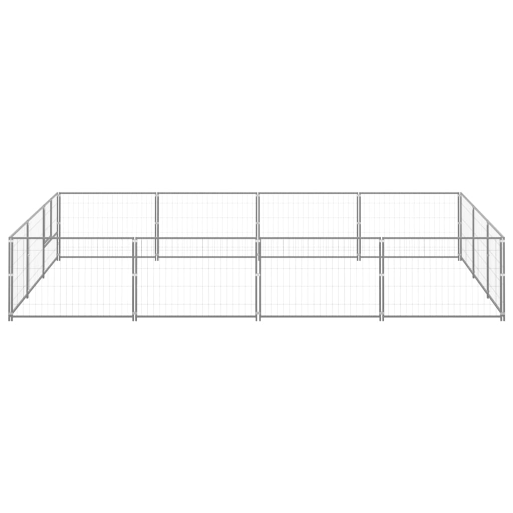 Vidaxl Dog Kennel 12 m² stål sølvfarvet