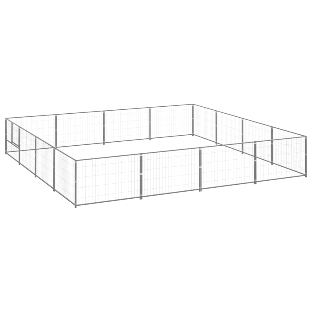 Vidaxl Dog Kennel 16 m² stål sølvfarvet