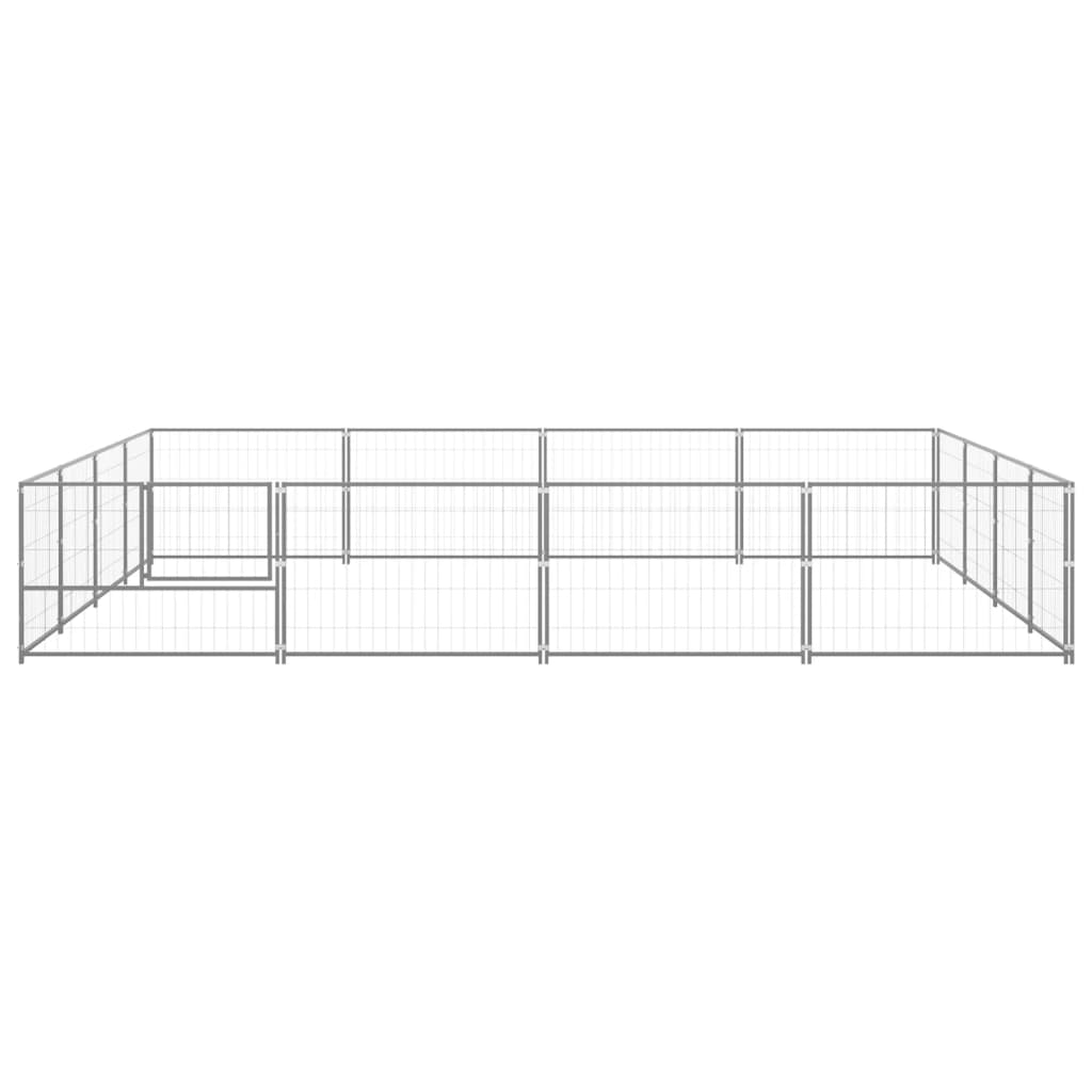 Vidaxl Dog Kennel 16 m² stål sølvfarvet
