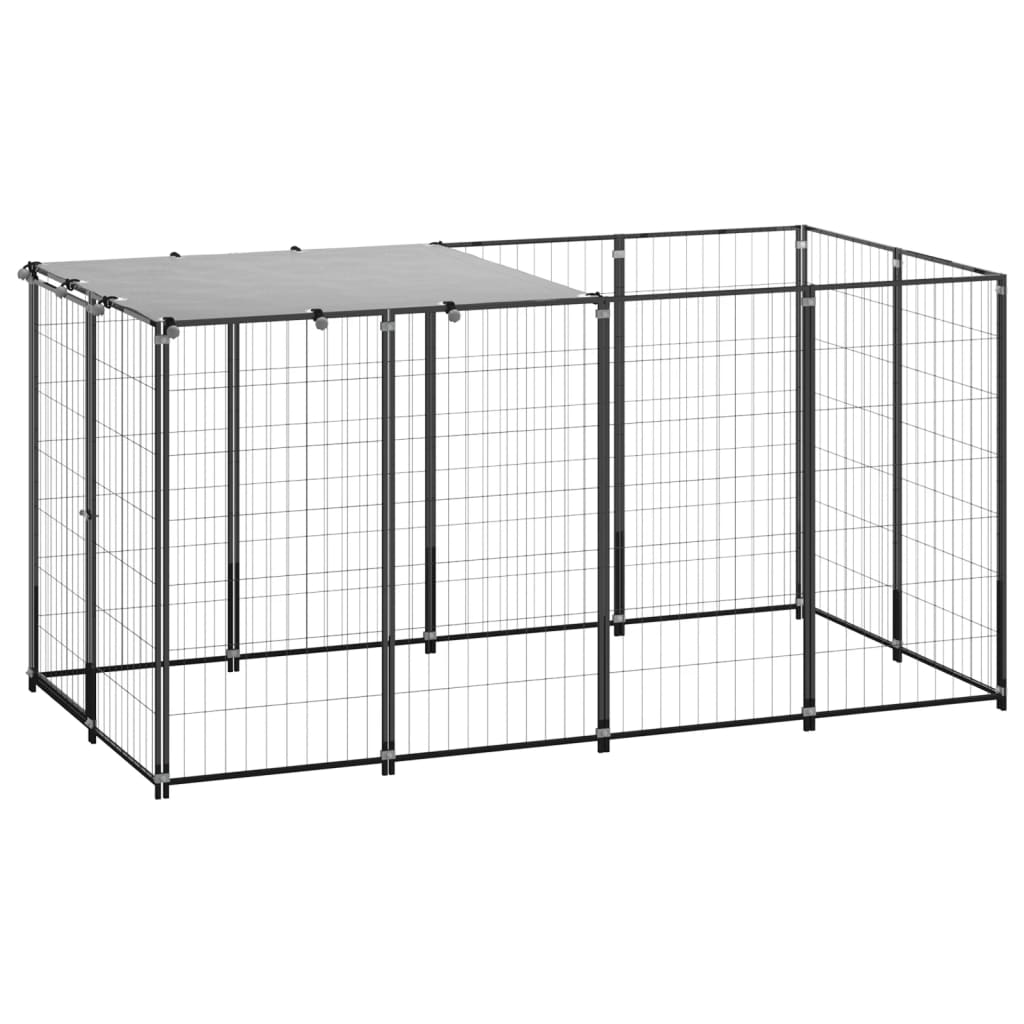 Vidaxl Dog Kennel 2.42 m² stål sort