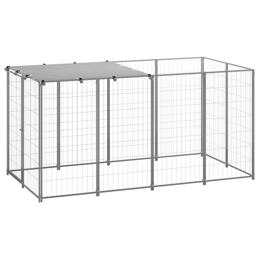 Vidaxl Dog Kennel 2.42 m² stål sølvfarvet