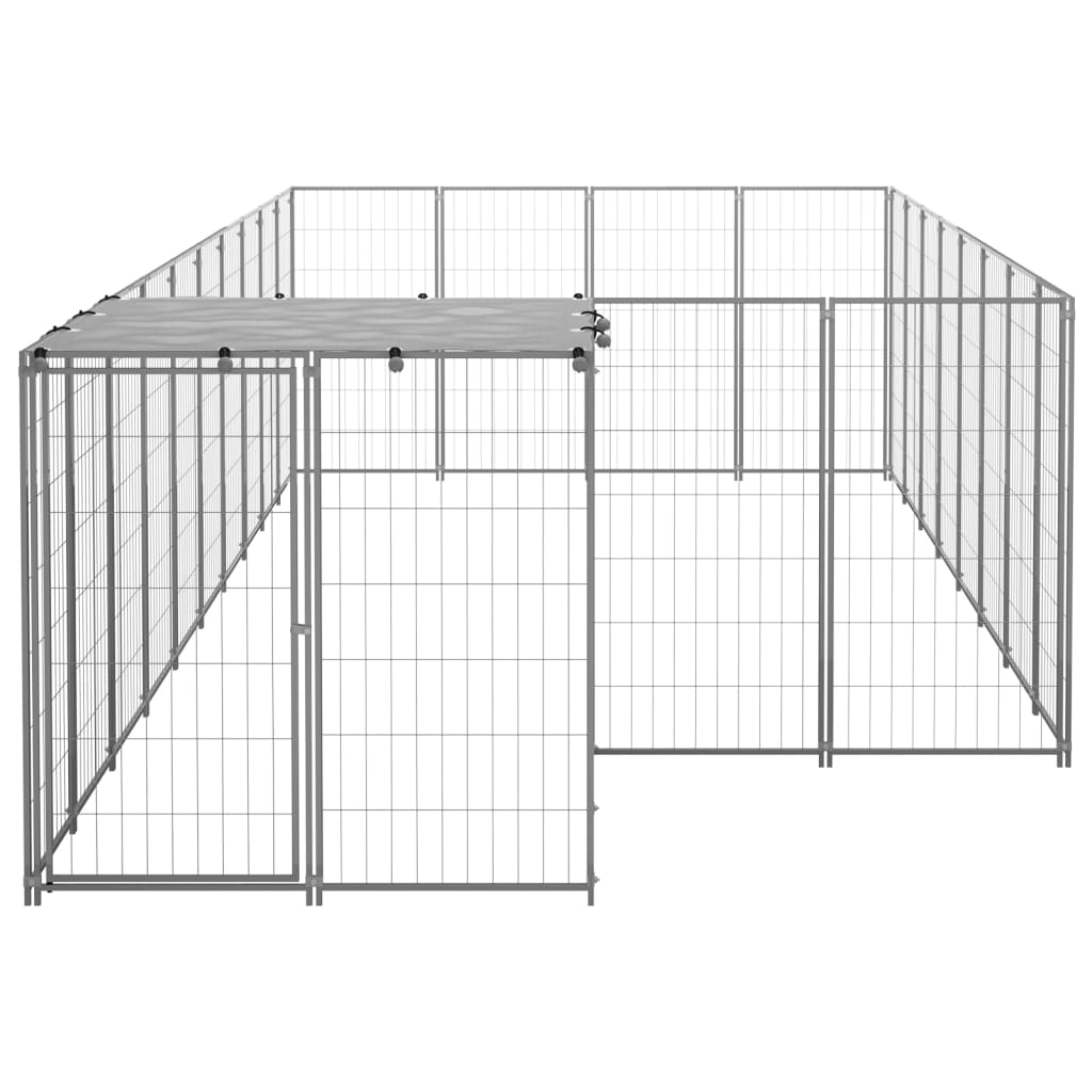 Vidaxl Dog Kennel 10.89 m² Steel silver colored