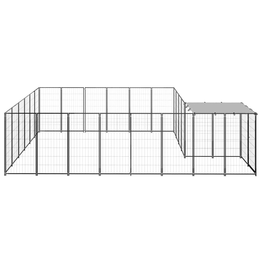Vidaxl Dog Kennel 12,1 m² stål sort
