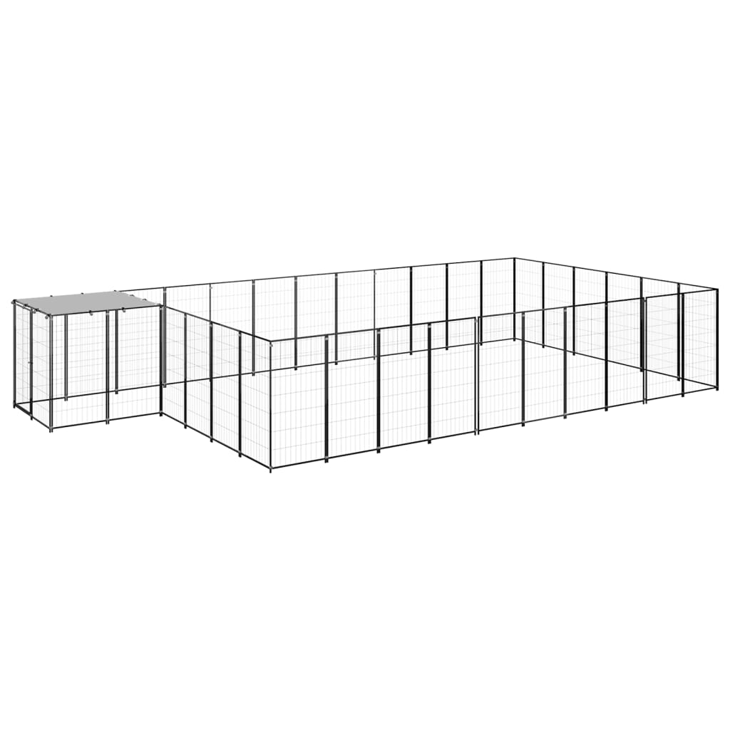 Vidaxl Dog Kennel 19.36 m² Steel Black
