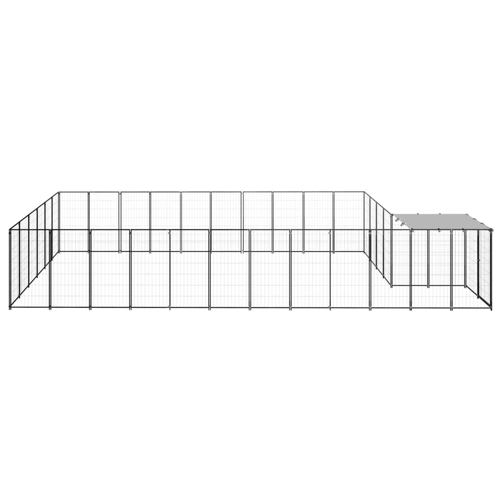Vidaxl Dog Kennel 19.36 m² Steel Black