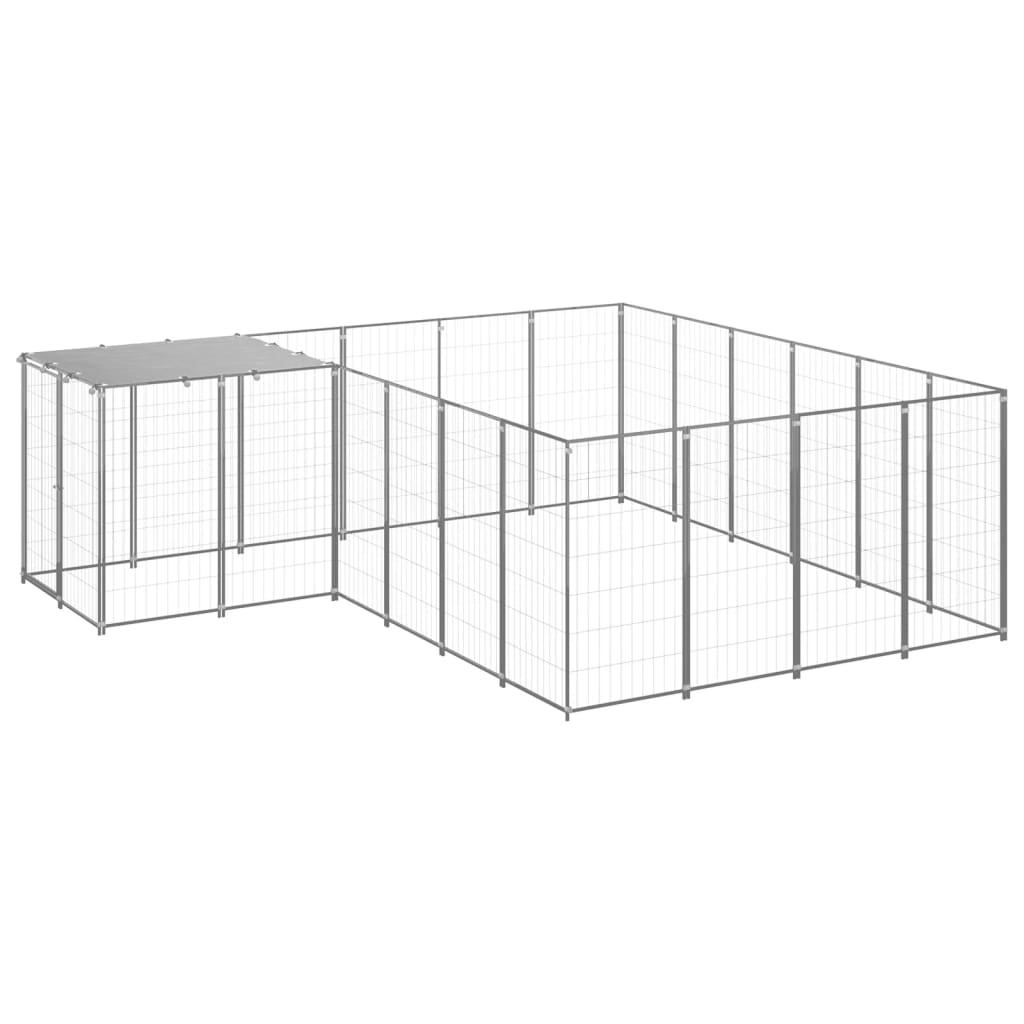Vidaxl Dog Kennel 8,47 m² Ocelová stříbrná barva