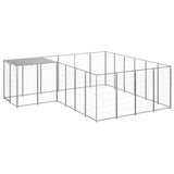Vidaxl Dog Kennel 8,47 m² Ocelová stříbrná barva