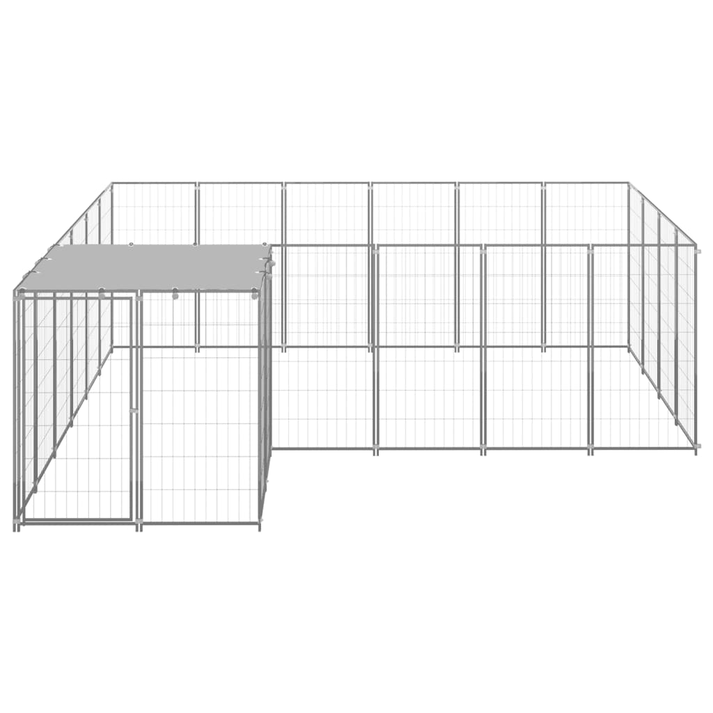 Vidaxl Dog Kennel 8,47 m² Ocelová stříbrná barva