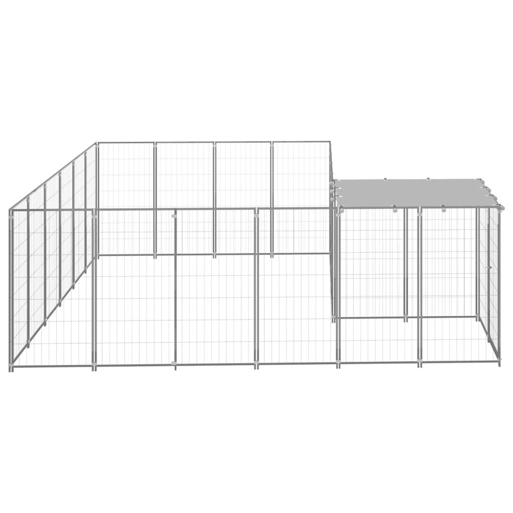 Vidaxl Dog Kennel 8,47 m² Ocelová stříbrná barva