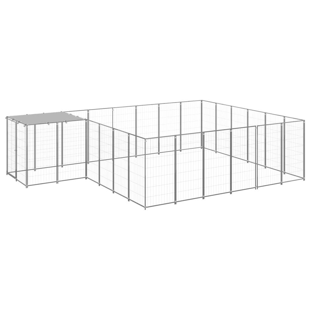 Vidaxl Dog Kennel 12,1 m² stål sølvfarvet