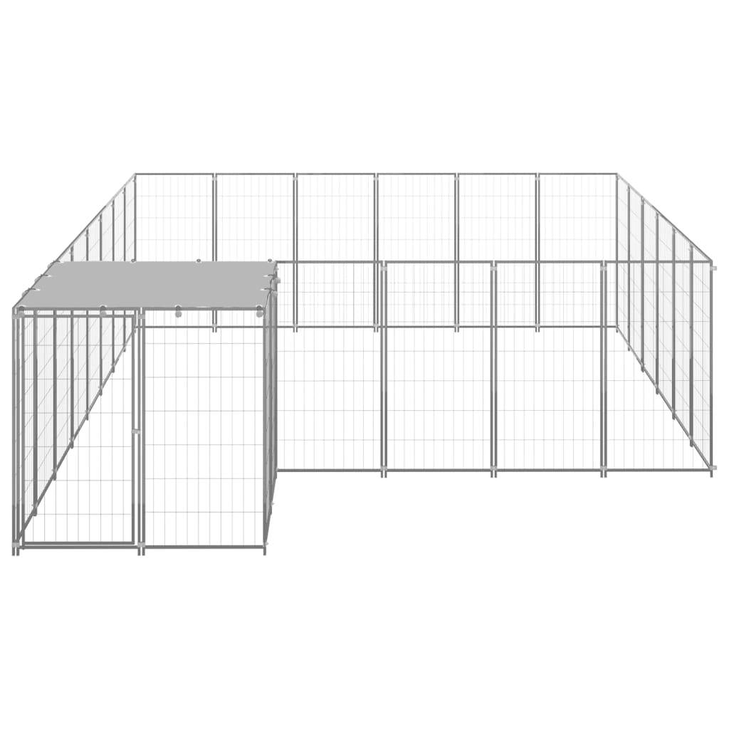 Vidaxl Dog Kennel 12,1 m² stål sølvfarvet