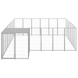 Vidaxl Dog Kennel 12,1 m² stål sølvfarvet