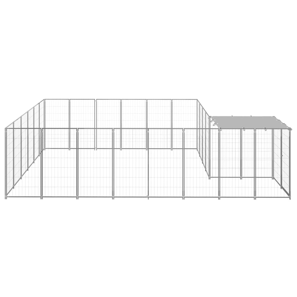 Vidaxl Dog Kennel 12,1 m² stål sølvfarvet