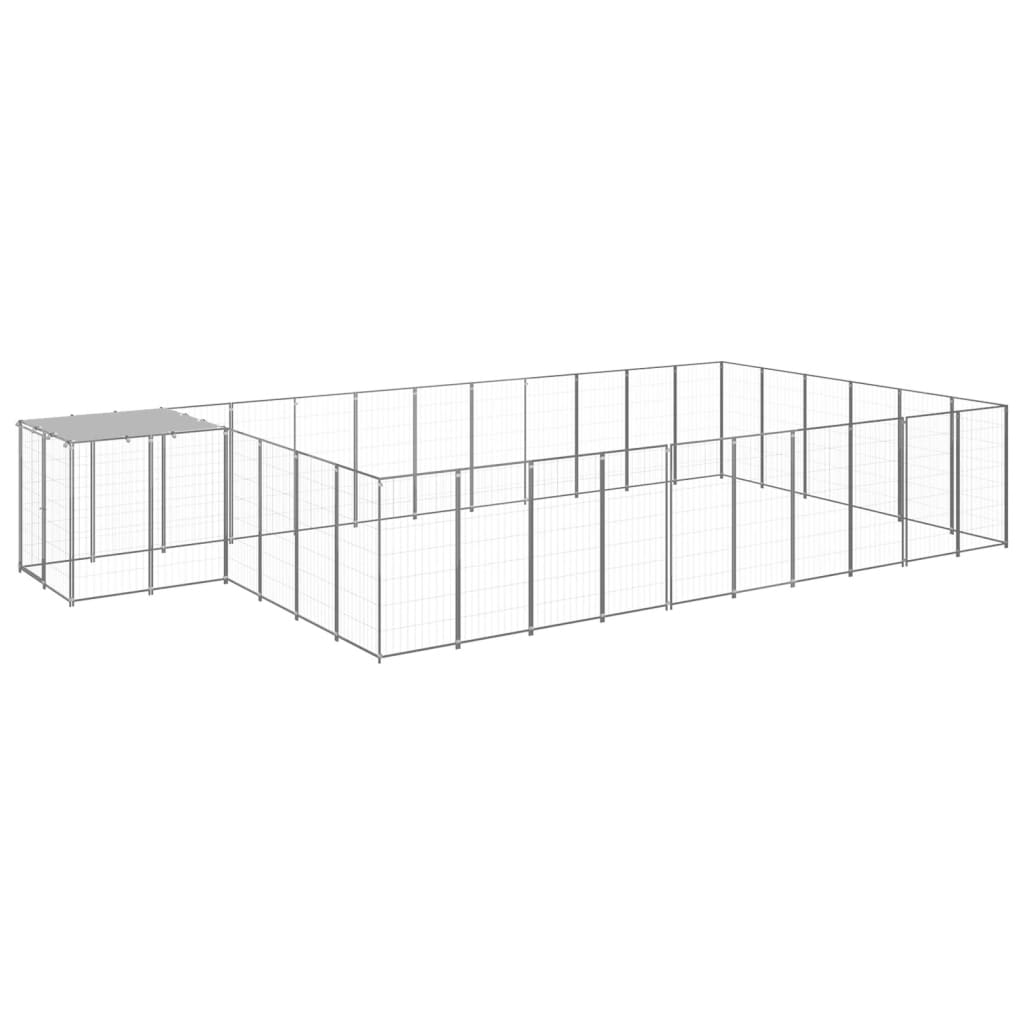 Vidaxl Dog Kennel 19.36 m² Steel silver colored