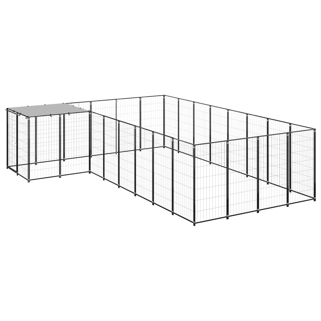Vidaxl Dog Kennel 10.89 m² Steel Black