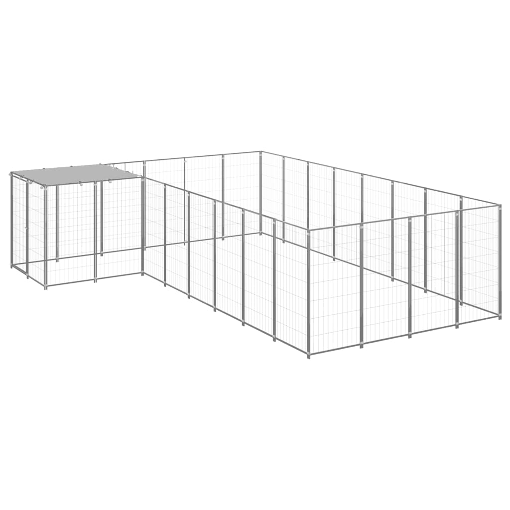 Vidaxl Dog Kennel 10.89 m² Steel silver colored