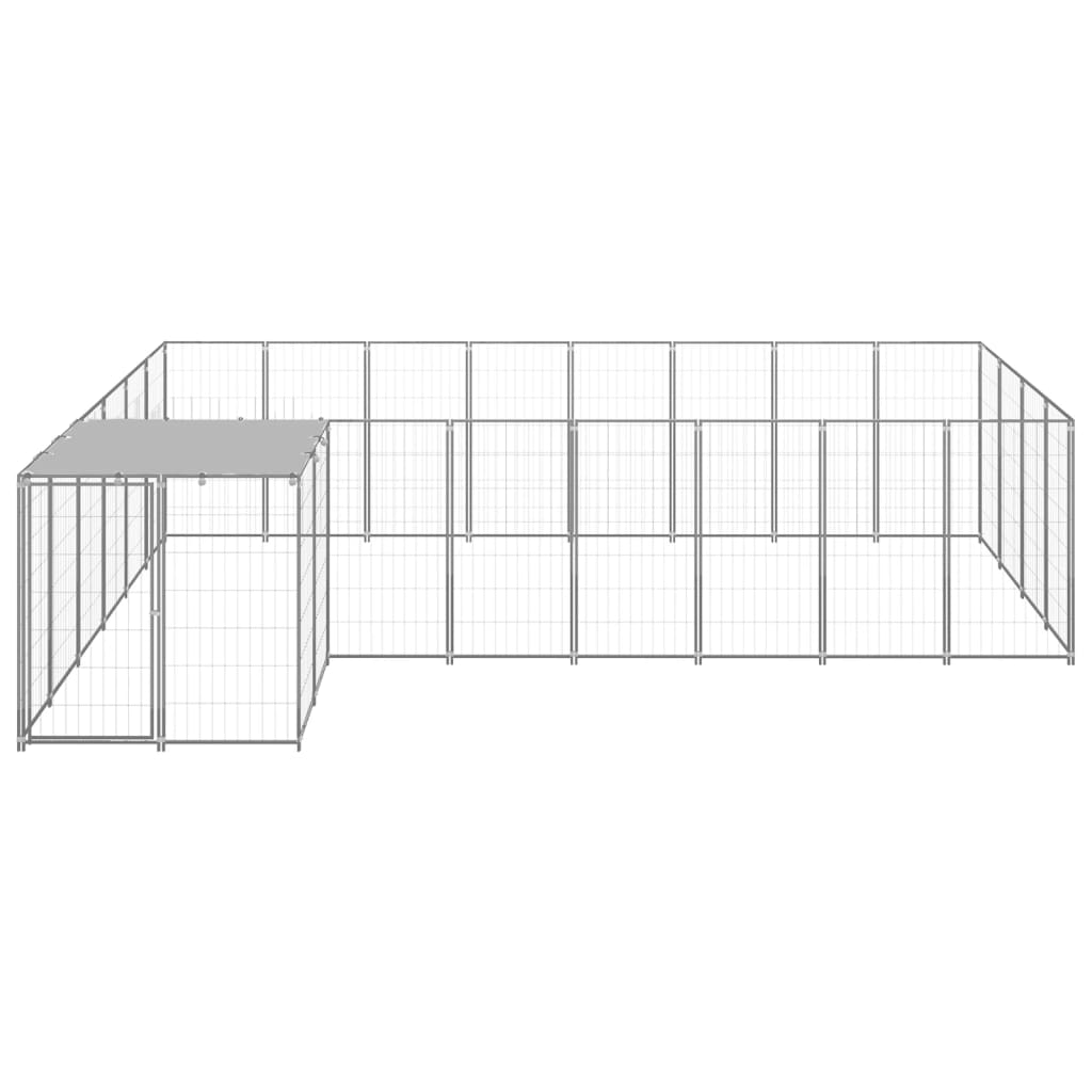 Vidaxl Dog Kennel 10.89 m² Steel silver colored