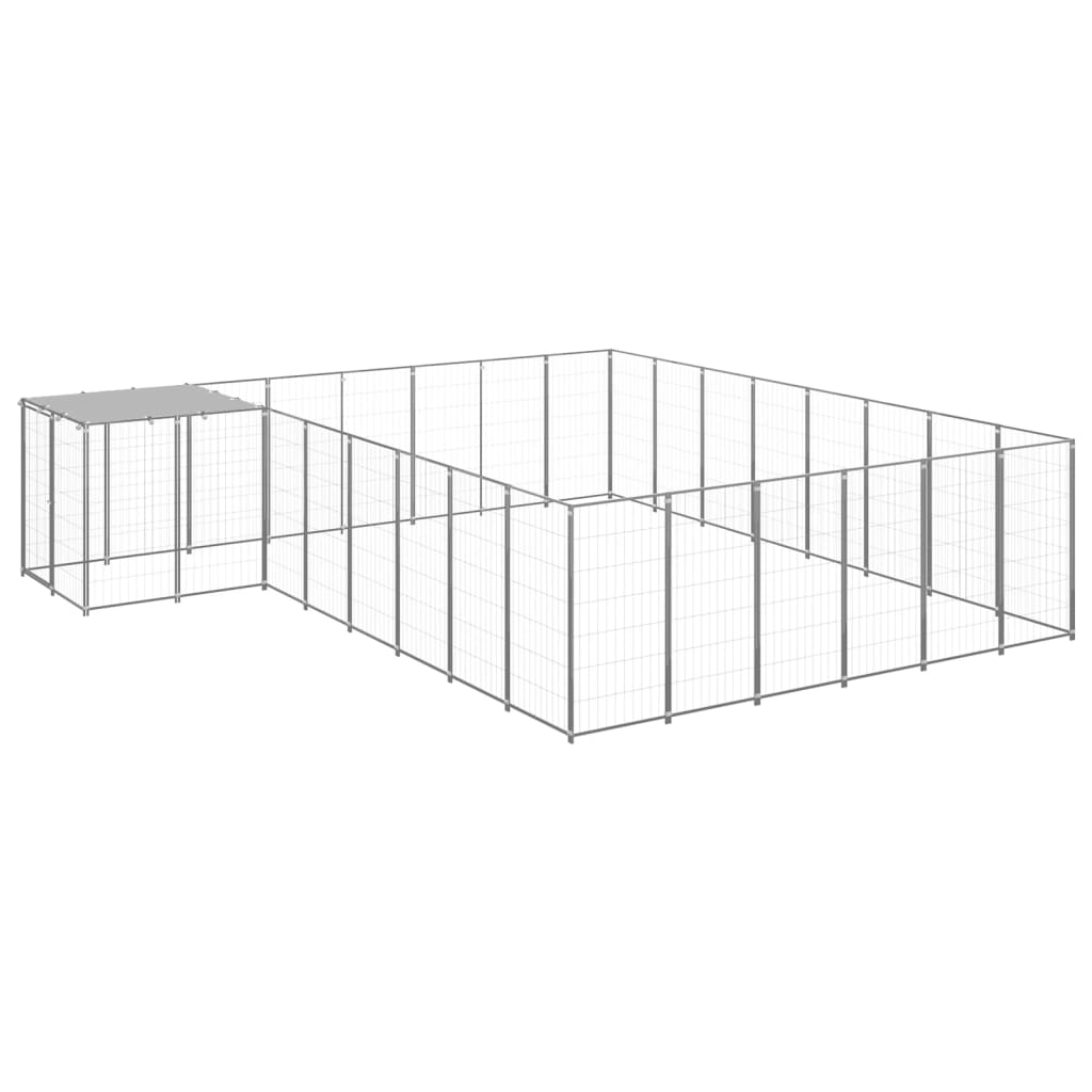 Vidaxl Dog Kennel 15,73 m² stål sølvfarvet