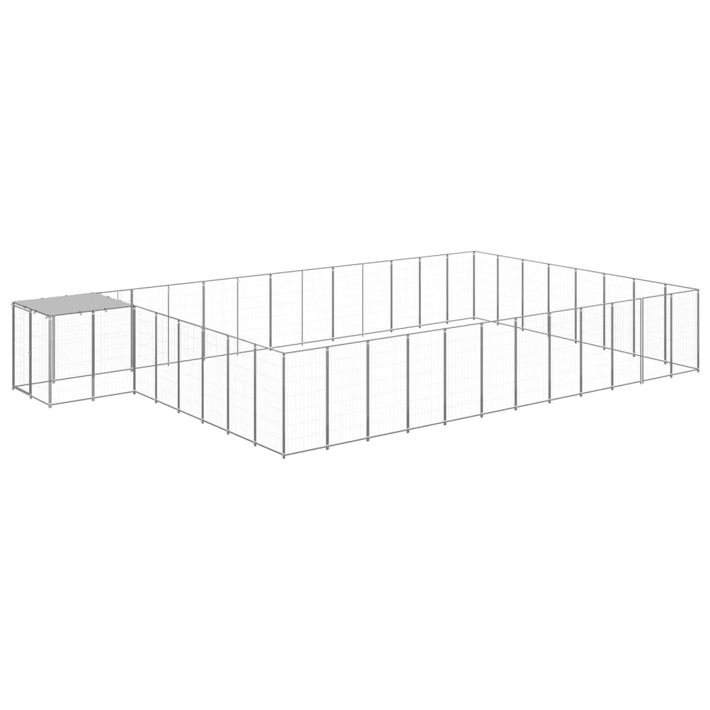 Psarna psa Vidaxl 30,25 m² jekleno srebrno obarvano