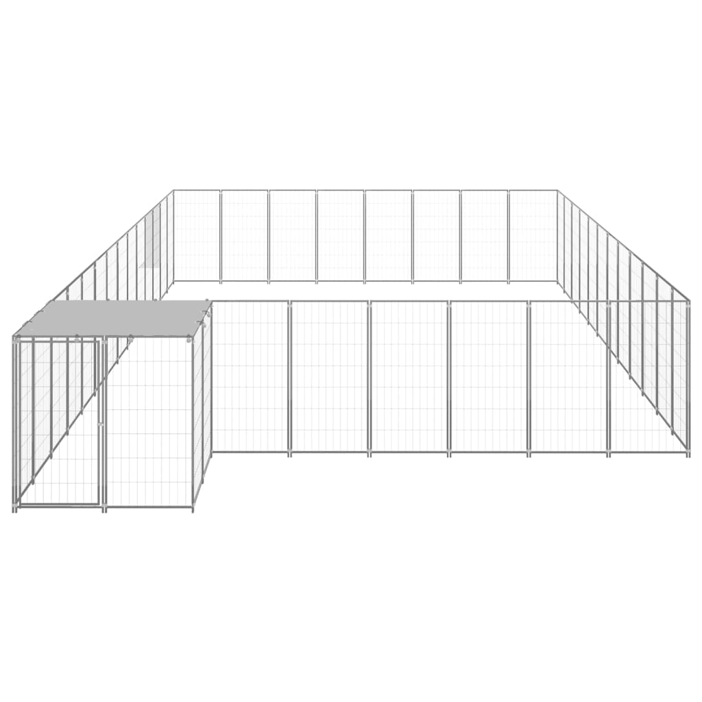 Psarna psa Vidaxl 30,25 m² jekleno srebrno obarvano