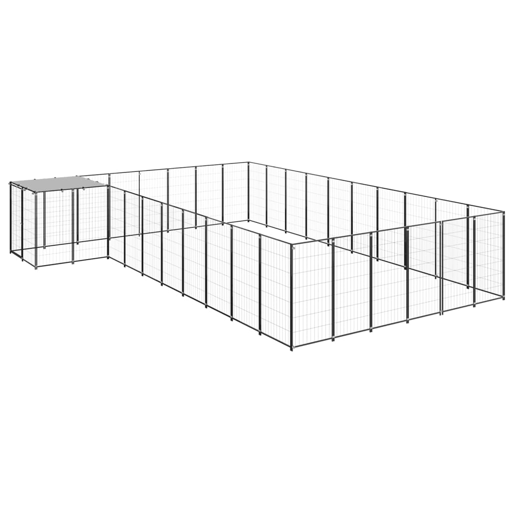 Vidaxl Dog Kennel 19.36 m² Steel Black