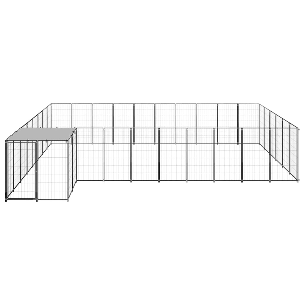 Vidaxl Dog Kennel 19.36 m² Steel Black