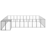 Vidaxl Dog Kennel 19.36 m² Steel Black