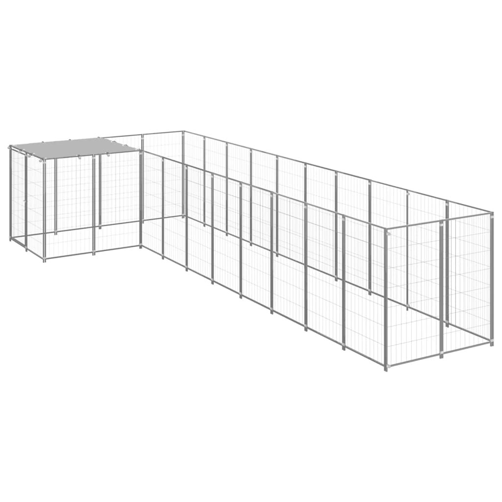 Psarna psa vidaxl 7,26 m² jekleno srebrno obarvano