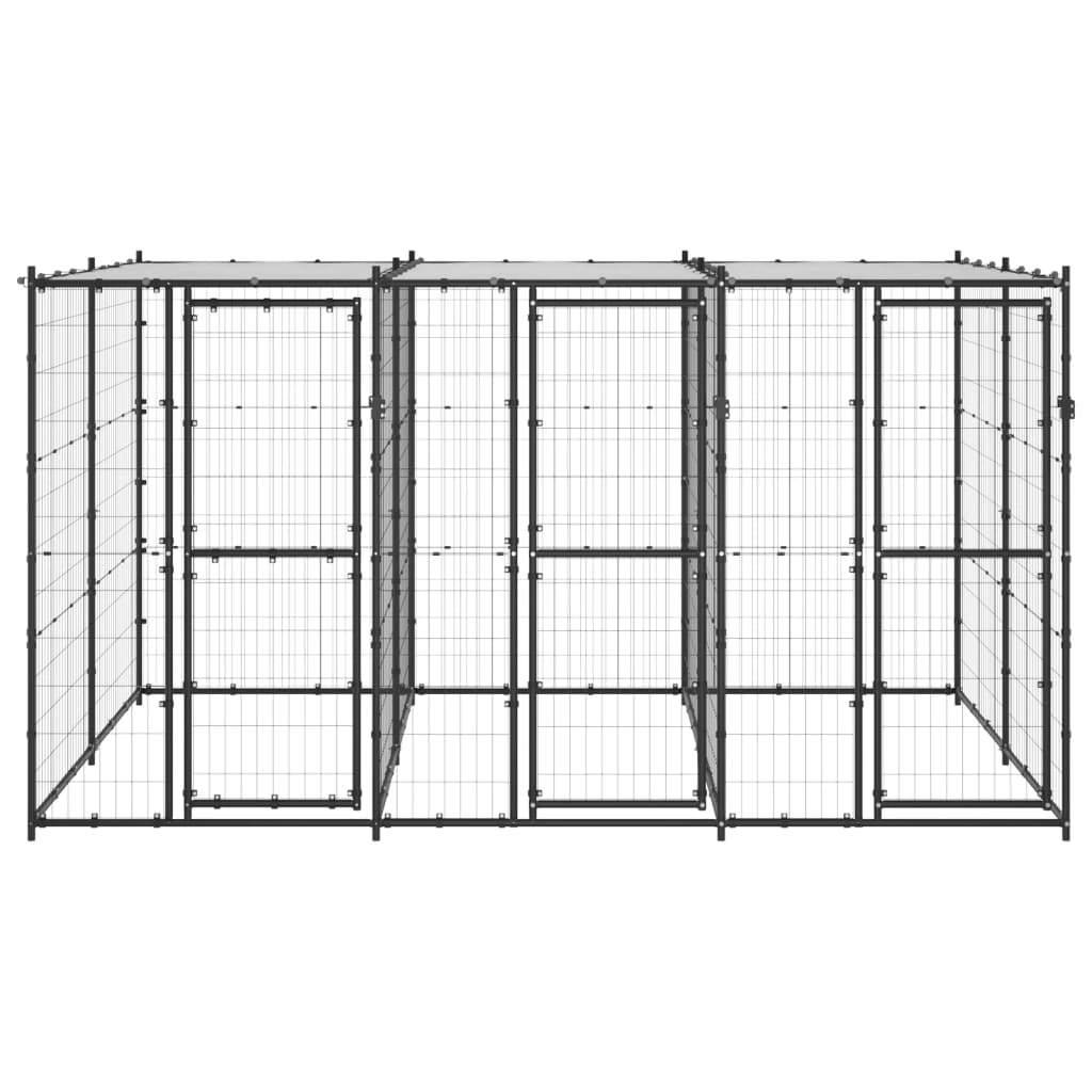 Vidaxl Chien Kennel avec toit 7,26 m² en acier
