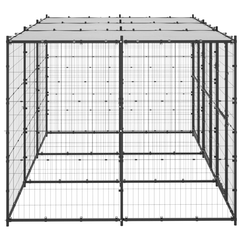 Vidaxl Chien Kennel avec toit 7,26 m² en acier