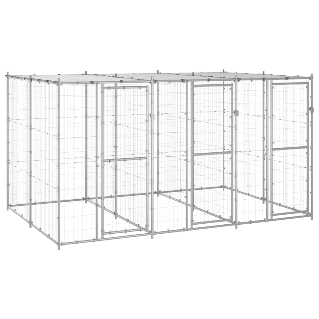 Vidaxl Dog Kennel con tetto 7,26 m² Acciaio zincato