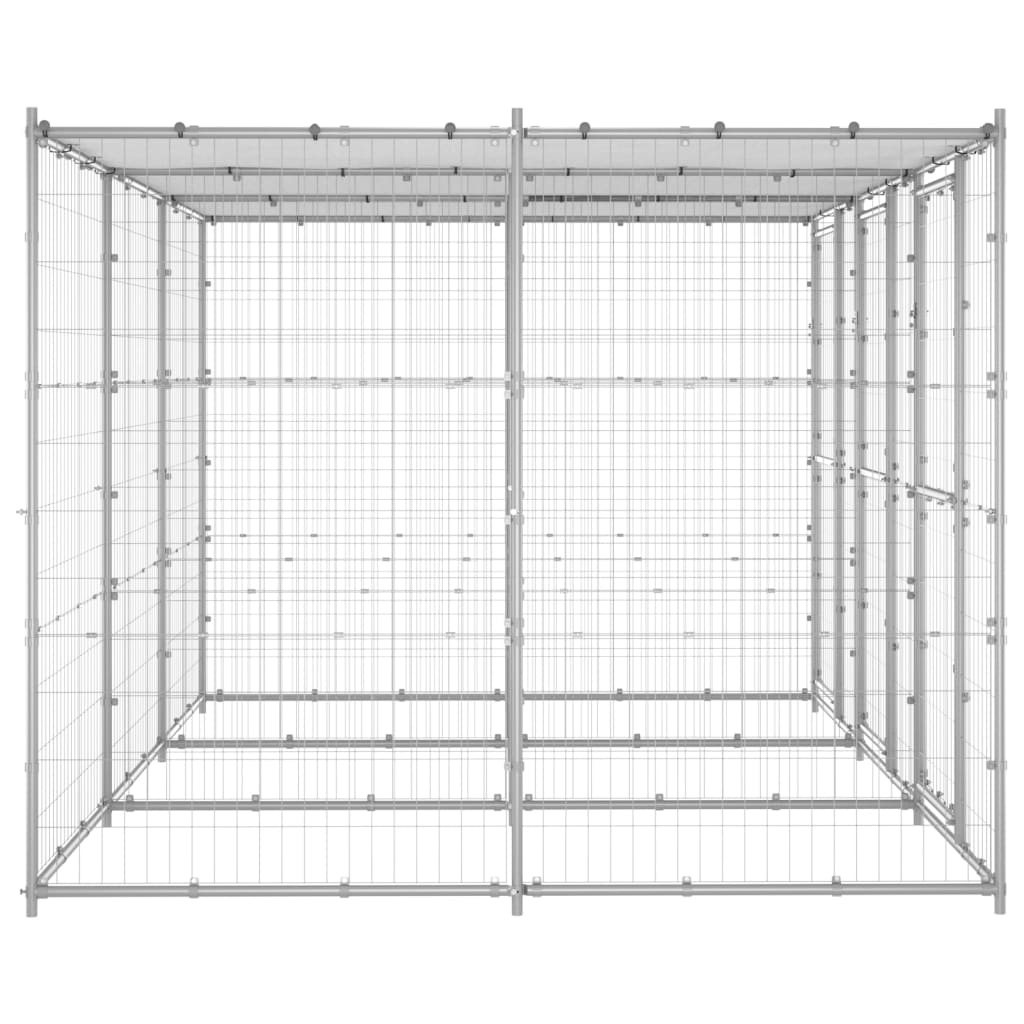 Vidaxl Dog Kennel con tetto 7,26 m² Acciaio zincato