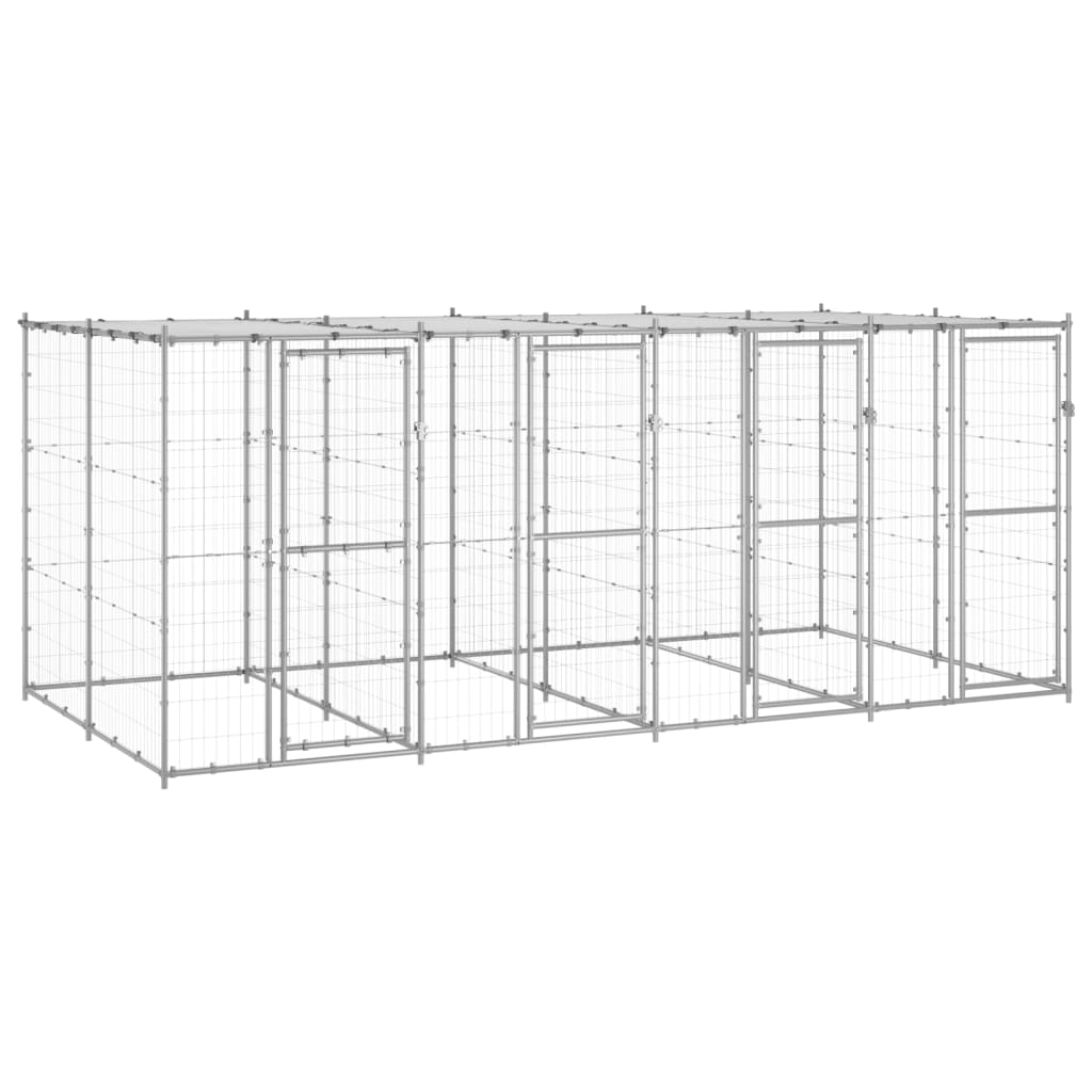 Vidaxl Dog Kennel con tetto 9,68 m² Acciaio zincato