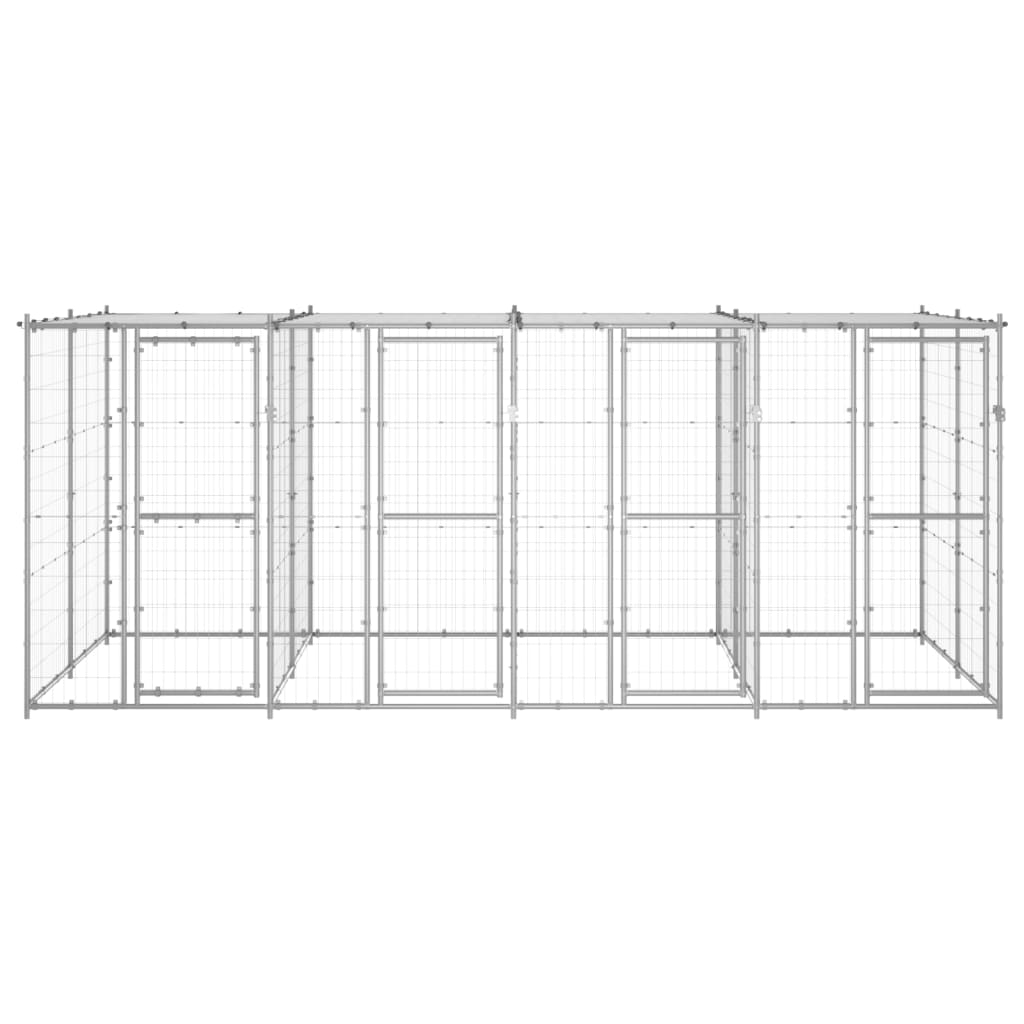 Vidaxl Dog Kennel con tetto 9,68 m² Acciaio zincato