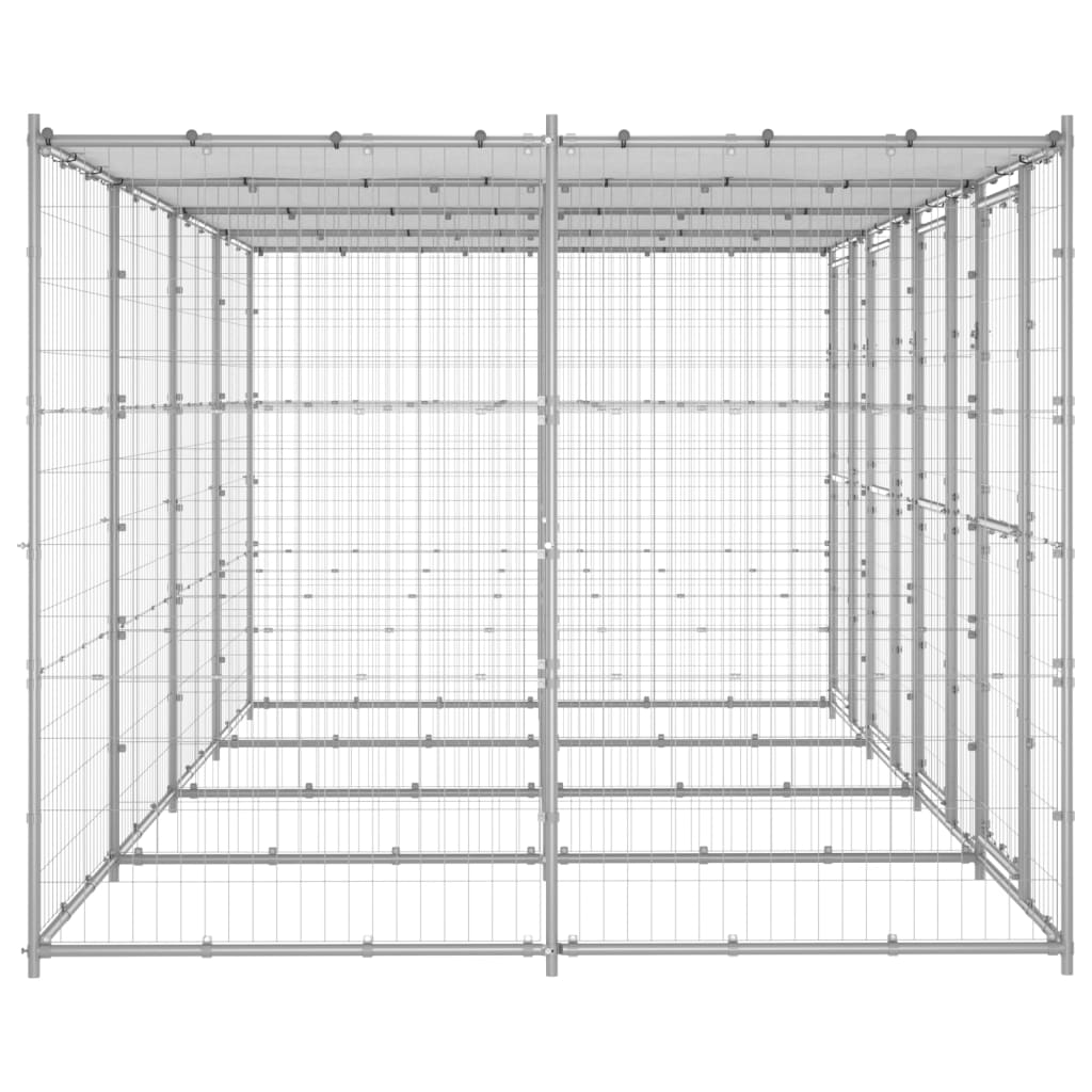 Vidaxl Dog Kennel con tetto 9,68 m² Acciaio zincato